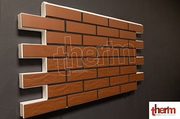 Фасадная клинкерная термопанель THERM ceramic - rot gladka/rustico